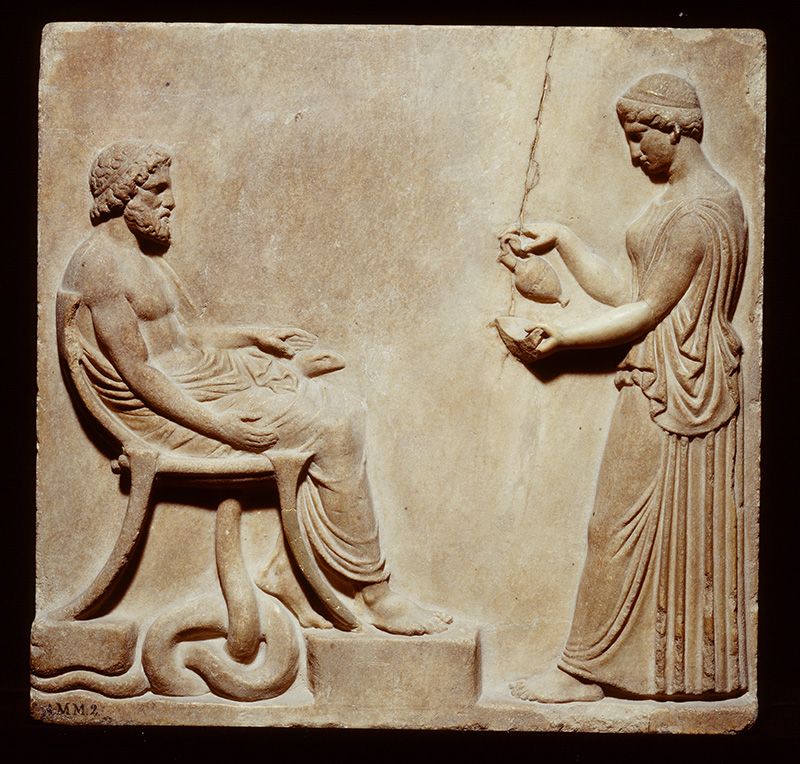 Reliëf met Asklepios en Hygieia